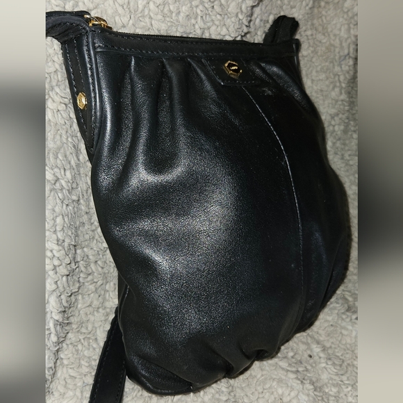 Lodis RFID Black Leather Crossbody Bag Zip Close  Adjustable Strap Purse - Picture 9 of 16